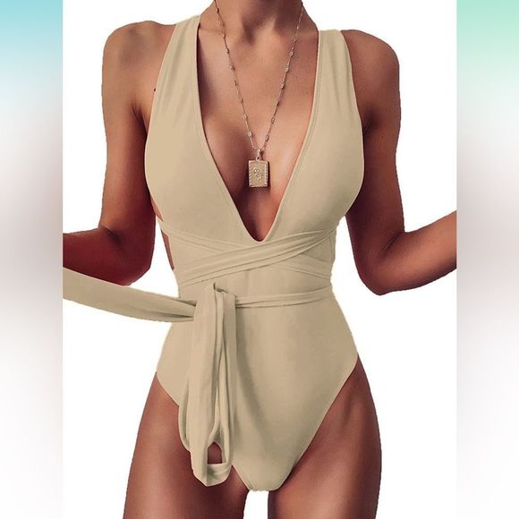 Lilosy Other - NEW Criss Cross Plunge 1 Pc Swimsuit High Cut Brazilian Bathing M